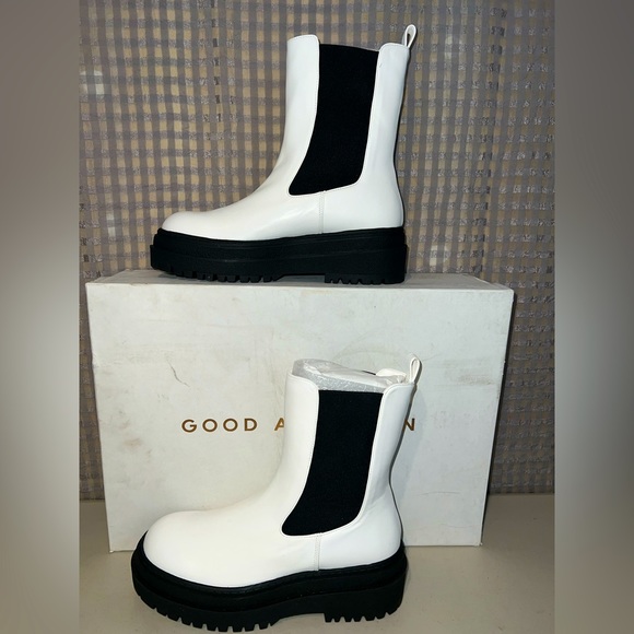 🤍 NIB! Good American Chelsea Leather Boots - Picture 3 of 9